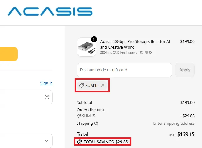 Acasis 15% off coupon code