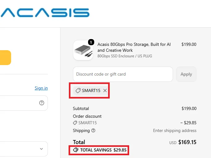 Acasis discount coupon